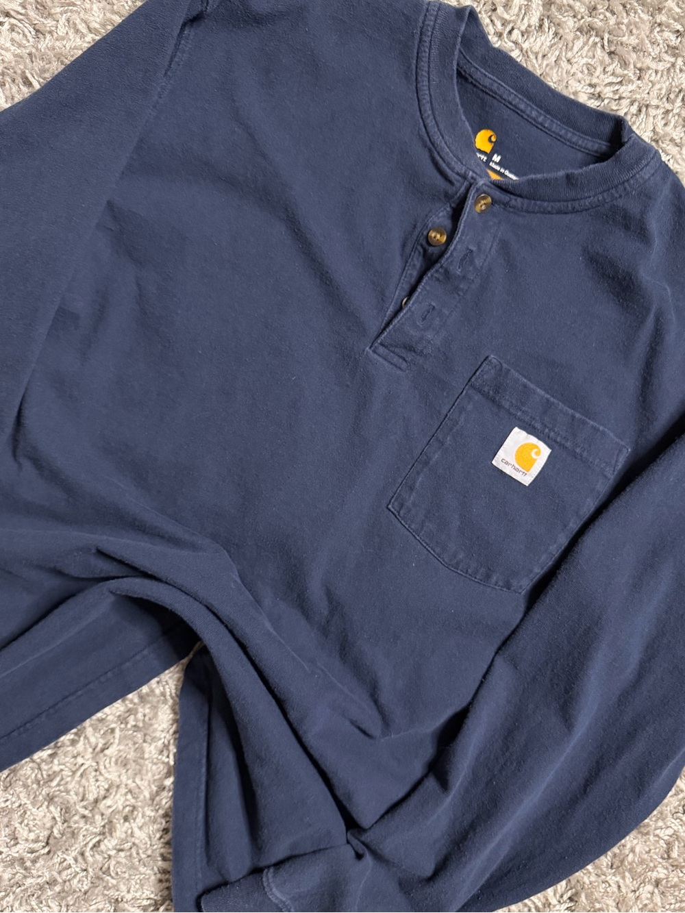 Carhartt Blue Henley Pocket Long Sleeve Shirt